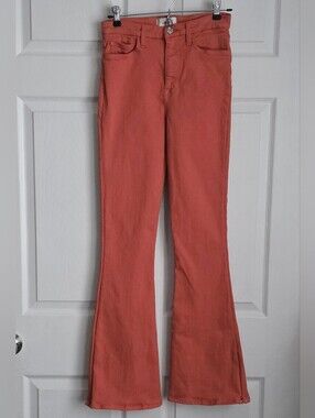 7 For All Mankind No Filter Ultra High Rise Skinny Bootcut Jeans Koi Orange 27